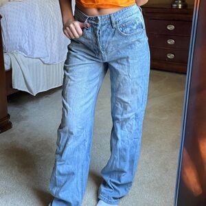Stylish Light Blue Women's Straight Leg Jeans
